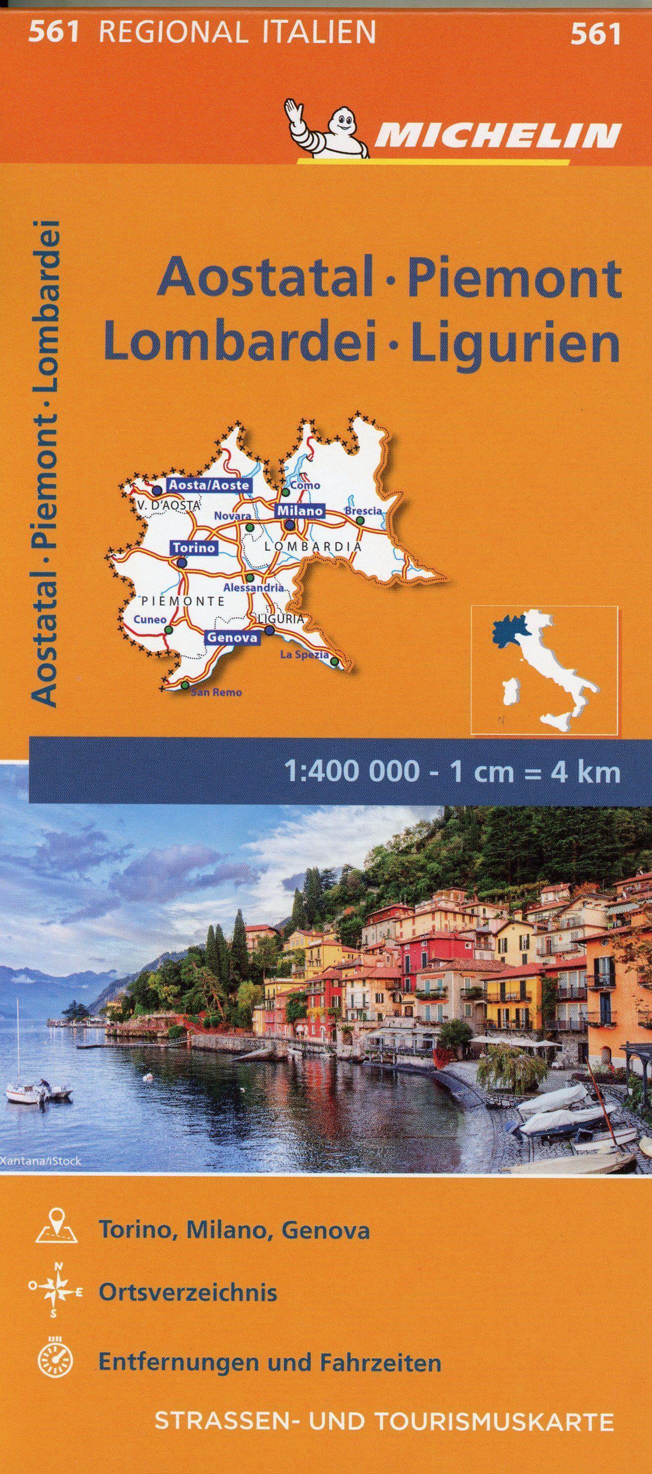 Piemont Michelin Karte Aostatal Lombardei und Ligurien